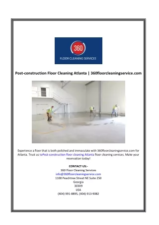 Post-construction Floor Cleaning Atlanta | 360floorcleaningservice.com