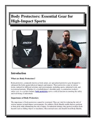 Body Protectors Essential Gear for High-Impact Sports