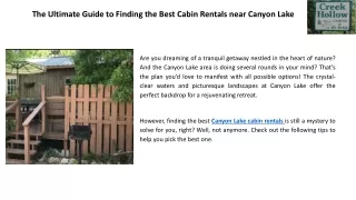 The Ultimate Guide to Finding the Best Cabin Rentals near Canyon Lake