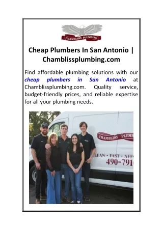 Cheap Plumbers In San Antonio  Chamblissplumbing.com