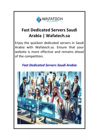 Fast Dedicated Servers Saudi Arabia  Wafatech.sa
