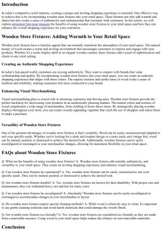 Wooden Store Fixtures: Adding Warmth to Your Retail Space