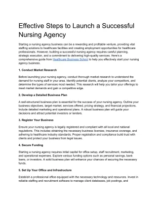 Effective Steps to Launch a Successful Nursing Agency