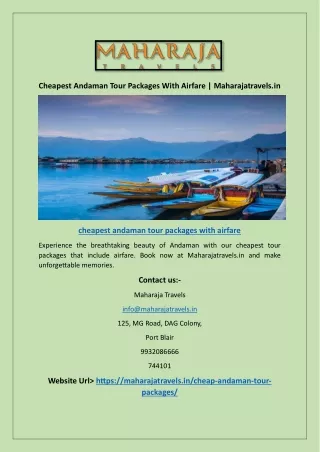 Cheapest Andaman Tour Packages With Airfare | Maharajatravels.in