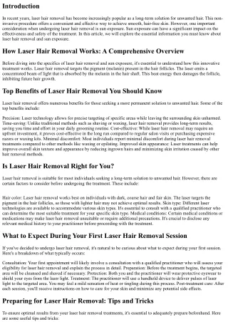 Laser Hair Removal and Sun Exposure: Essential Information You Must Know