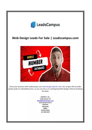 Web Design Leads For Sale | Leadscampus.com