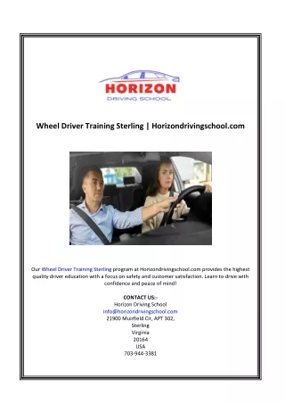 Wheel Driver Training Sterling | Horizondrivingschool.com