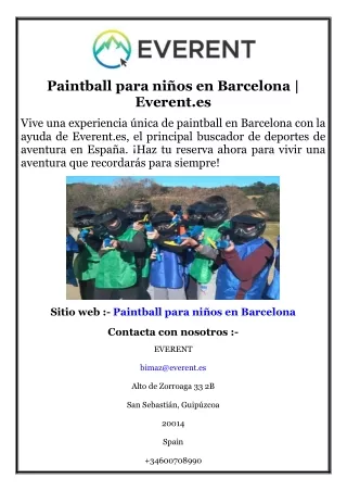 Paintball para niños en Barcelona  Everent.es