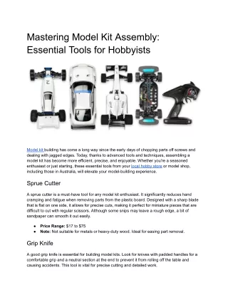 Mastering Model Kit Assembly_ Essential Tools for Hobbyists