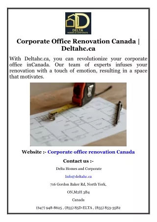 Corporate Office Renovation Canada  Deltahc.ca