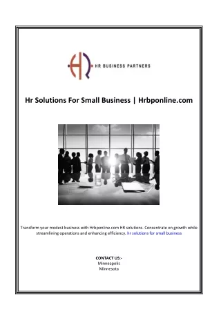 Hr Solutions For Small Business | Hrbponline.com