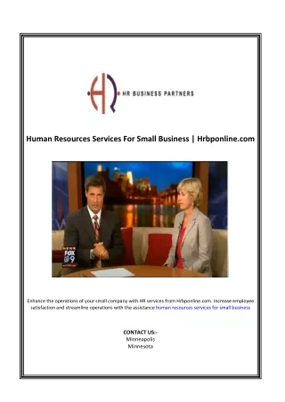 Human Resources Services For Small Business | Hrbponline.com