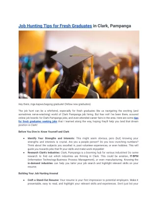 Job Hunting Tips for Fresh Graduates in Clark, Pampanga