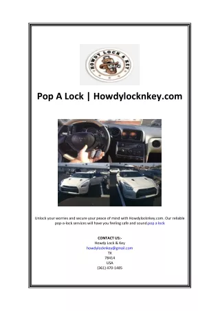 Pop A Lock | Howdylocknkey.com