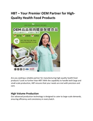 HBT – Your Premier OEM Partner for High-Quality Health Food Products