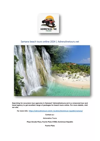 Samana beach tours online 2024 | Adrenalinetours.net