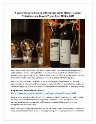 Global Spirits Market Expected to Reach USD 90,288.9 Million by 2033