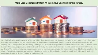 Make Lead Generation System An Interactive One With Ronnie Tarabay