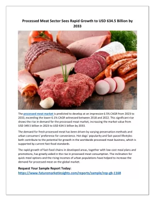 Economic Analysis: Processed Meat Market Growth at 6.5% CAGR from 2023 to 2033