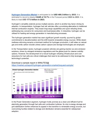 Hydrogen Economy Boom: Innovations Driving Hydrogen Generation Market Expansion