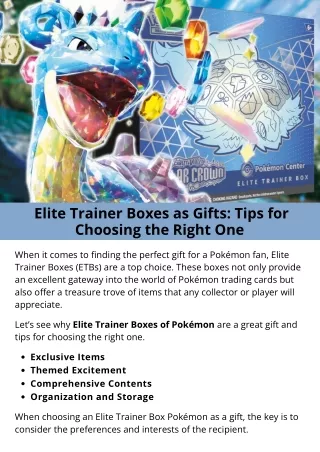 Elite Trainer Boxes as Gifts Tips for Choosing the Right One