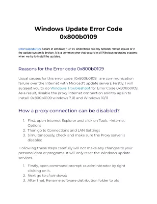Windows Update Error Code 0x800b0109