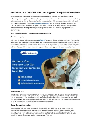 Maximize Your Outreach with Our Targeted Chiropractors Email List