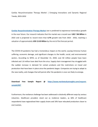 Cardiac Resynchronization Therapy Market | Regional Analysis, 2023-2032