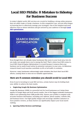 Local SEO Pitfalls 8 Mistakes to Sidestep for Business Success
