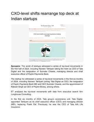 CXO-level shifts rearrange top deck at Indian startups