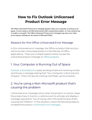 How to Fix Outlook Unlicensed Product Error Message
