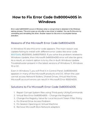 How to Fix Error Code 0x80004005 in Windows