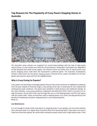 Top Reasons for The Popularity of Crazy Pavers Stepping Stones in Australia
