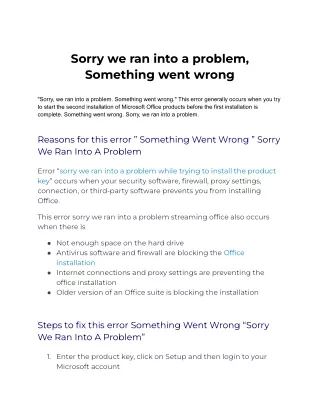 Sorry we ran into a problem, Something went wrong