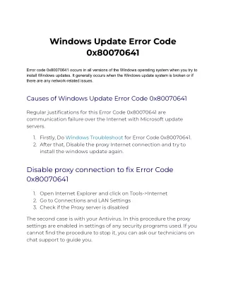 Windows Update Error Code 0x80070641