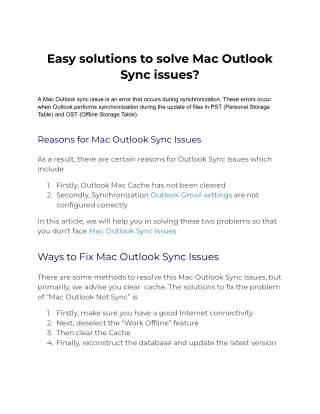 Easy solutions to solve Mac Outlook Sync issues