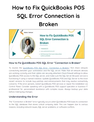 How to Fix QuickBooks POS SQL Error Connection is Broken