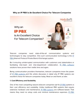 Why an IP PBX Is An Excellent Choice For Telecom Companies