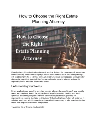 How to Choose the Right Estate Planning Attorney