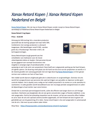 Xanax Retard Kopen | Xanax Retard Kopen Nederland en België