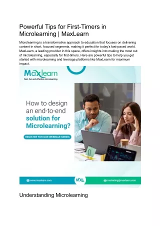 Powerful Tips for First-Timers in Microlearning _ MaxLearn