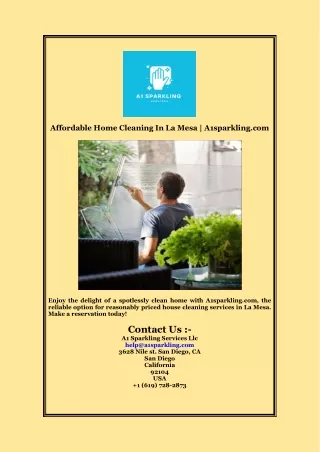 Affordable Home Cleaning In La Mesa  A1sparkling com