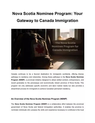 Nova Scotia Nominee Program