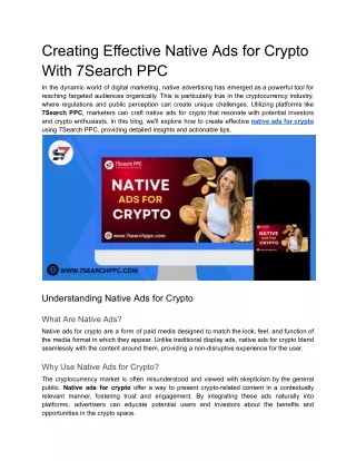 Creating Effective Native Ads for Crypto With 7Search PPC