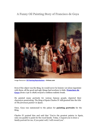 A Funny Oil Painting Story of Francisco de Goya