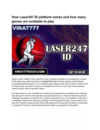 How Laser247 ID platform works and how many games are available to play