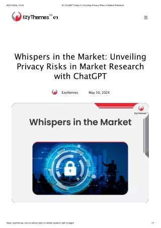 #1 ChatGPT helps in Unveiling Privacy Risks in Market Research