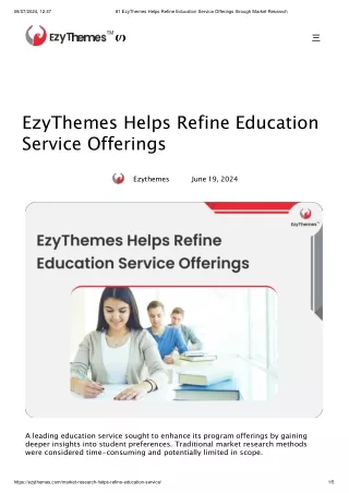 #1 EzyThemes Helps Refine Education Service Offerings through Market Research