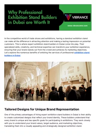 Why Professional Exhibition Stand Builders in Dubai are Worth It