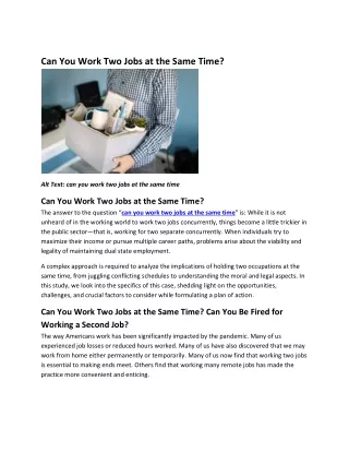 Can You Work Two Jobs at the Same Time? GetLegal Answers